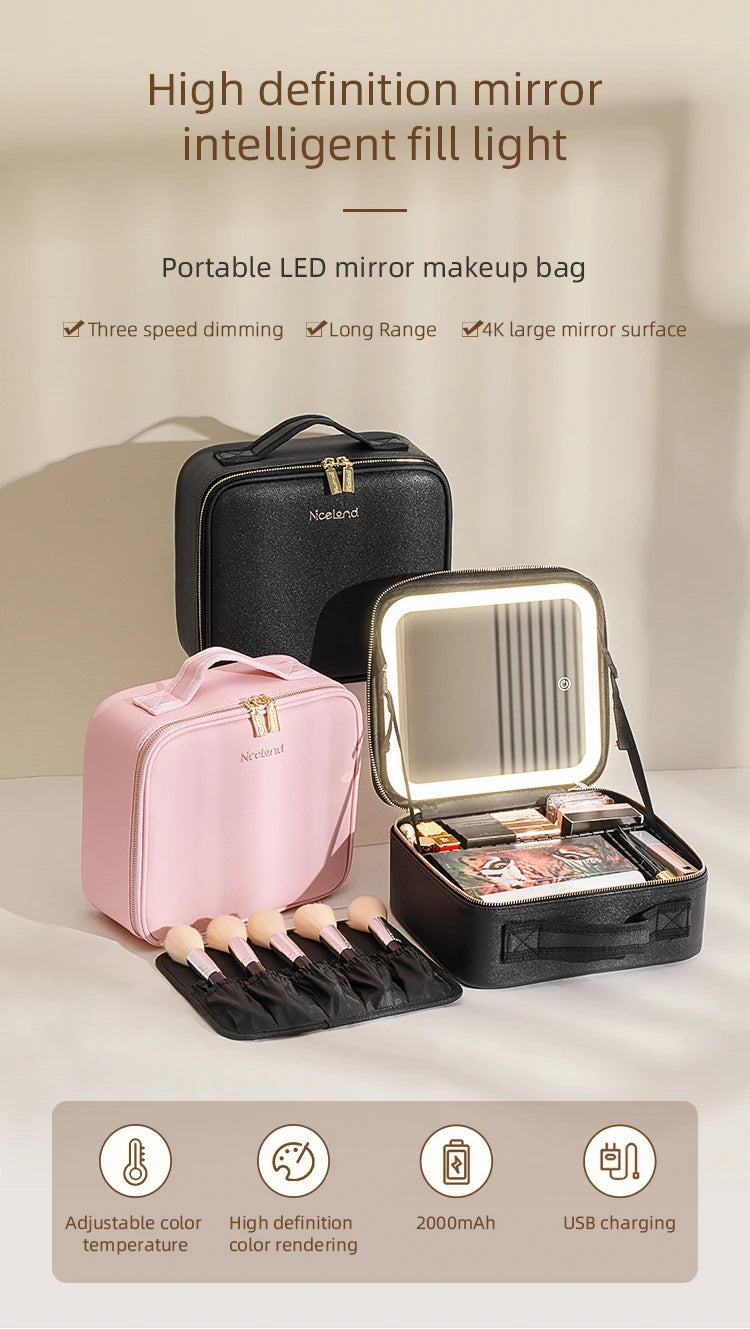 LED Lighted Travel Makeup Case