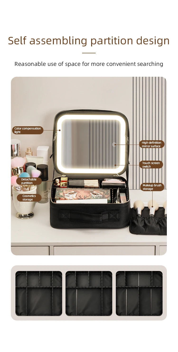 LED Lighted Travel Makeup Case