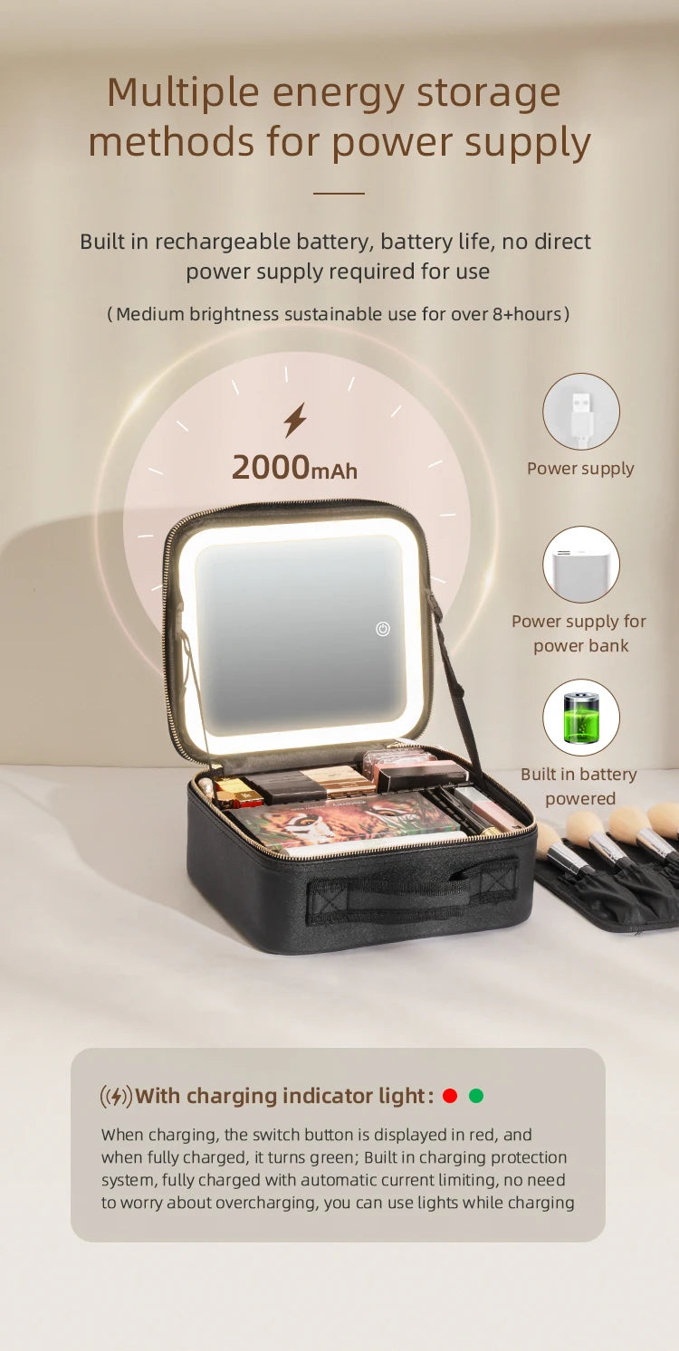 LED Lighted Travel Makeup Case