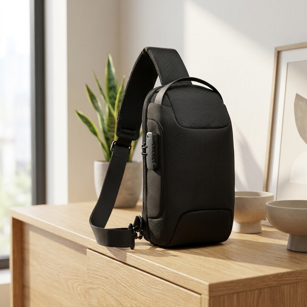 Anti-theft crossbody sling bag, front view