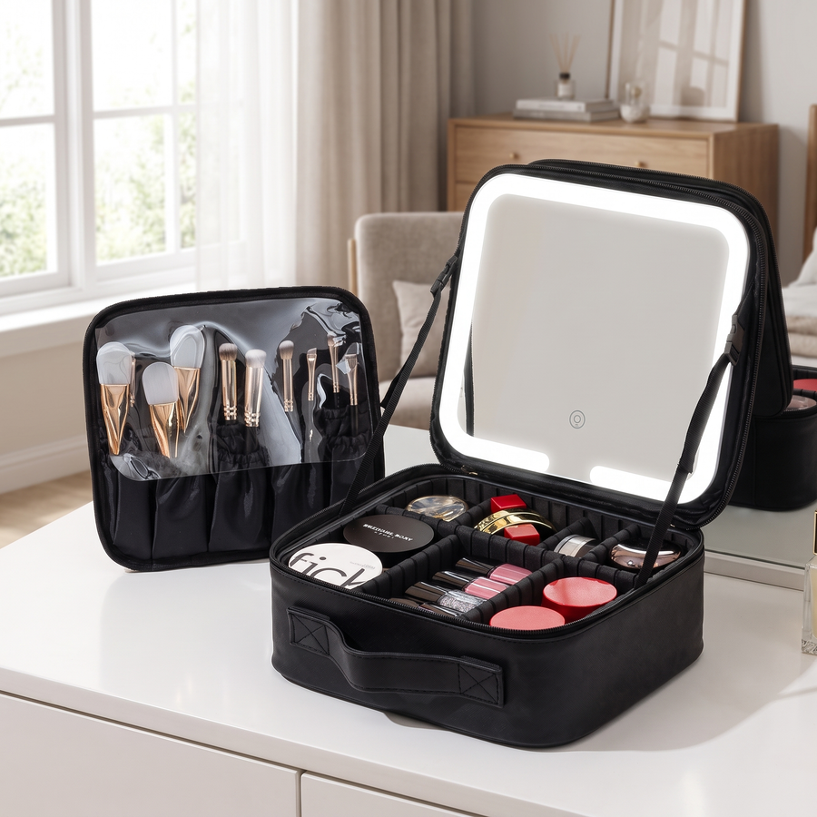 LED Makeup Case, Black, Showcase
