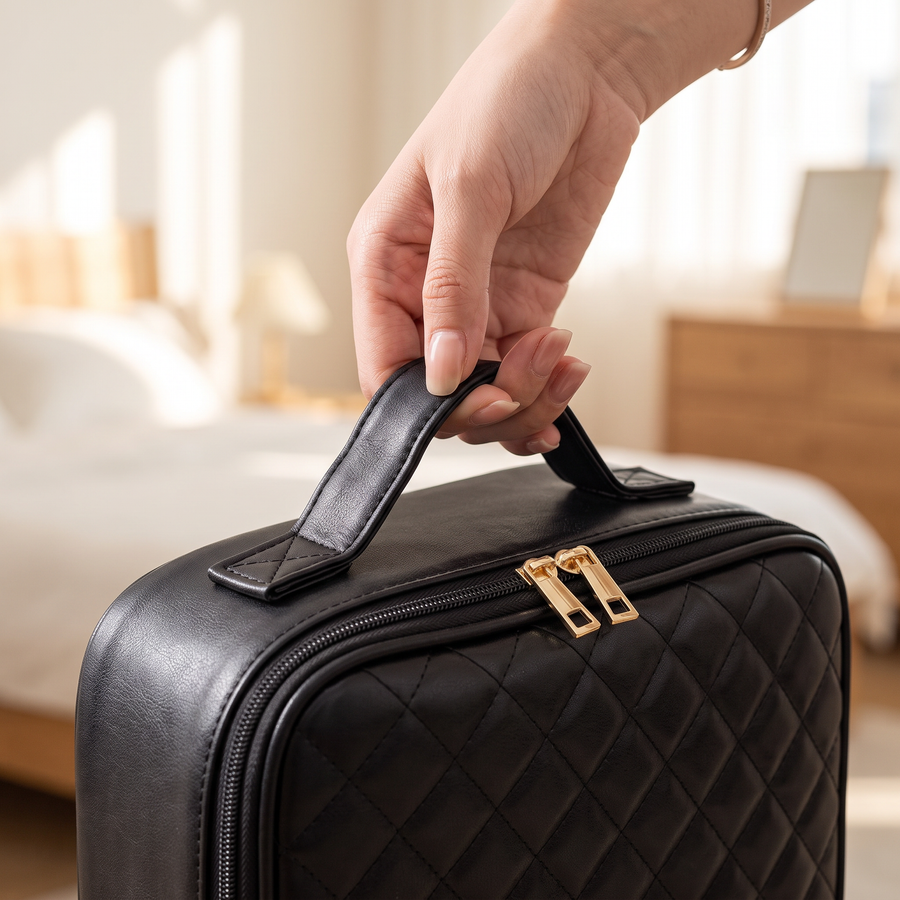 LED Makeup Case, Black, Scale