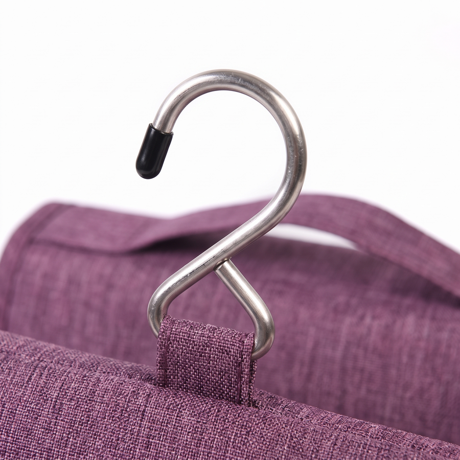 360 degree swivel metal hook on the toiletry bag